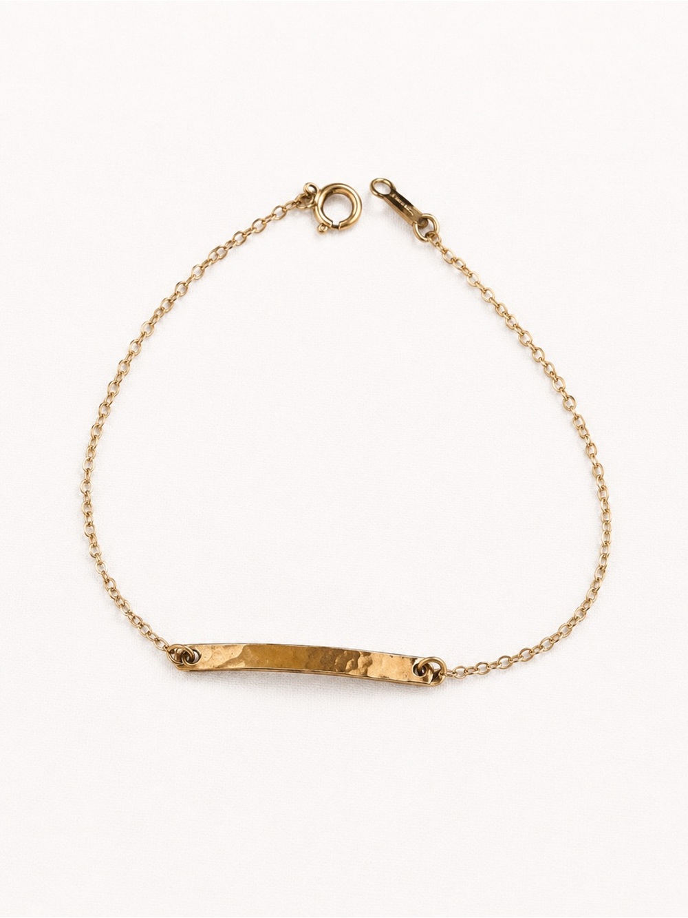 ✨ 14K Gold Filled Hammered Bar Bracelet Dainty Minimalist Chain Bracelet OS ✨